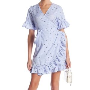FREE GENERATION | BLUE PIN STRIPE STAR WRAP DRESS | SIZE SMALL